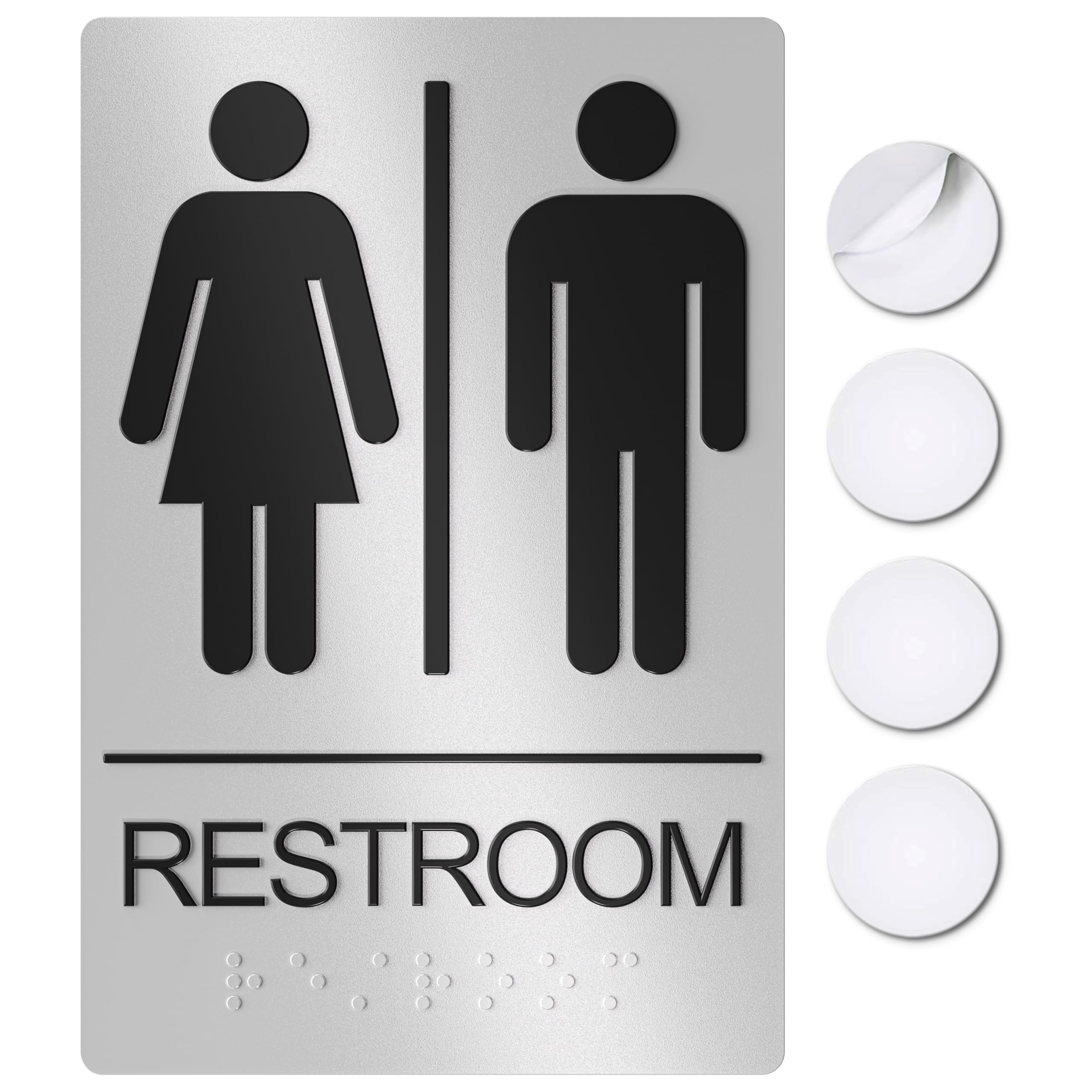 ASSURED SIGNS Washroom Sign, Restroom Sign for Business - 9 x 6" - 1 Pack | ADA 