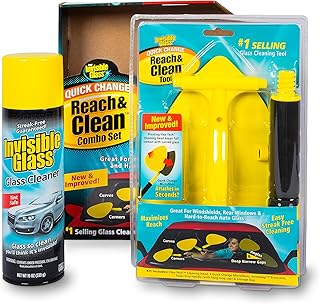 Invisible Glass Reach &amp; Clean Windshield Cleaning Tool Kit, Aerosol, 99031 | Includes aerosol glass cleaner, extendable cleaning tool, 2 reusable microfiber pads and storage bag