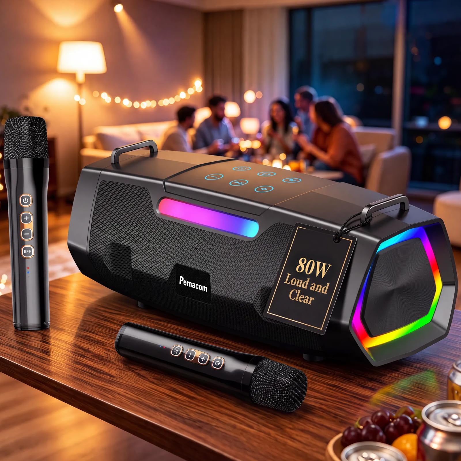 80W Loud and Clear Karaoke Machine - 110dB Powerful Sound Fills 100m² Space | 6-