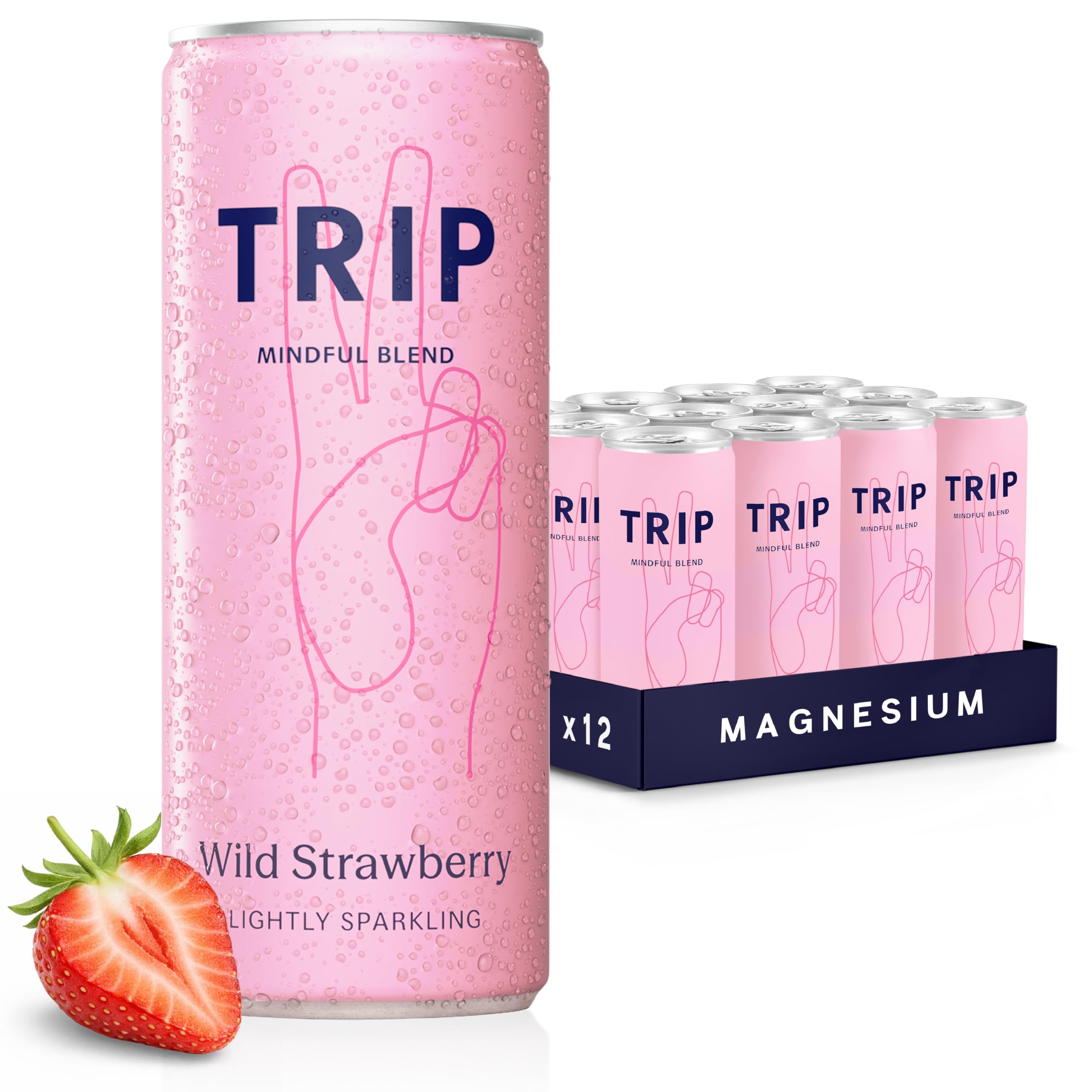 TRIP Calm Magnesium Drink, Alcohol Free Mocktail, Wild Strawberry, 12pack