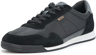 BOSS Men's Titanium Low Profile Leather Sneaker