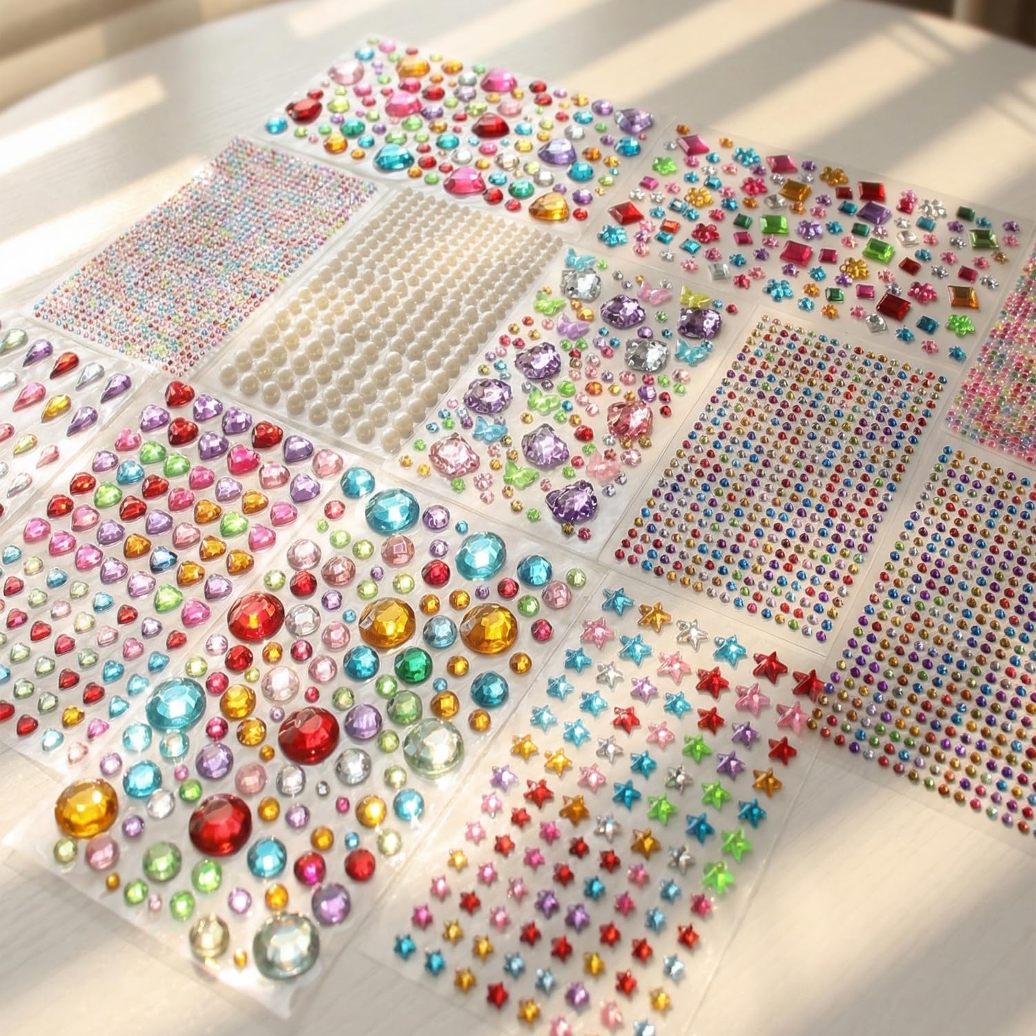 Gikboup 3521 Pieces Self Adhesive Jewels for Crafts, Gems Stickers for Kids, Fla