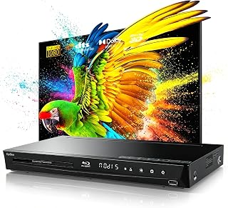 DpBlue 1080P 3D Blu-ray DVD Player for Home Theater, 5.1 Channel Audio Out | FullHD 3D Player Support Region A/1 Blu-ray Discs CD DVDs 3D Playback,Dolby Audio, DTS Digital Surround for 3D TV/Projector