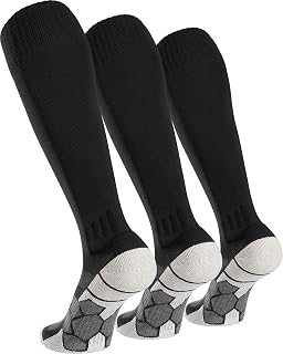 APTESOL Knee-Length Football Socks (3/5 Pairs) Children Youth Adults Long Sports Socks EU 28-44 Cushion Breathable Soccer Training Socks