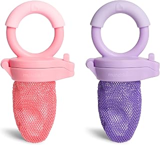 Munchkin Baby Feeder, Baby Fruit Feeder, 2 Pack, Coral/Purple | Fresh Food and Fruit