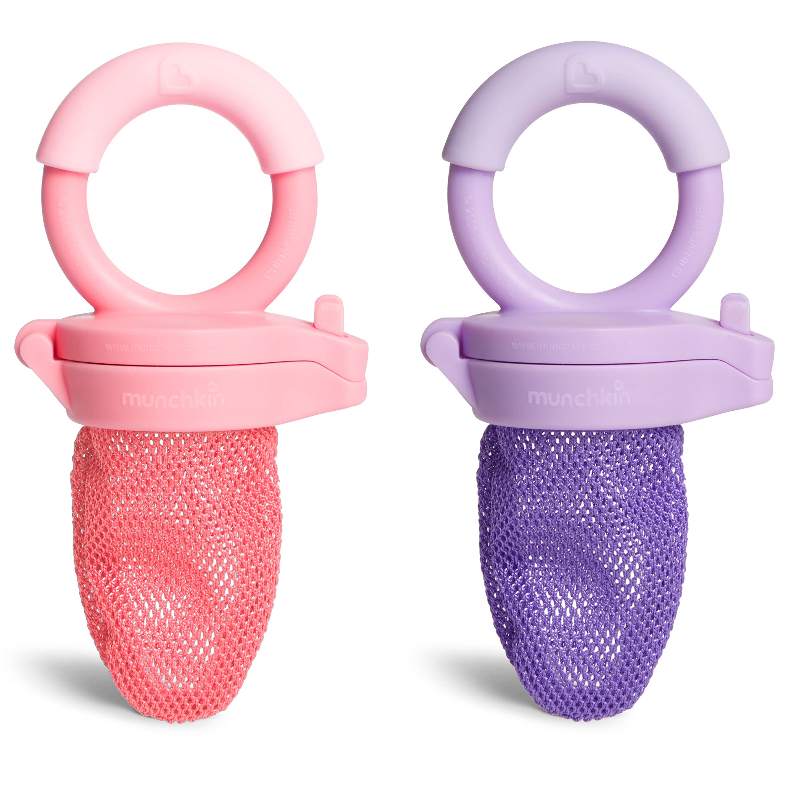 Munchkin Baby Feeder, Baby Fruit Feeder, 2 Pack, Coral/Purple | Fresh Food and F