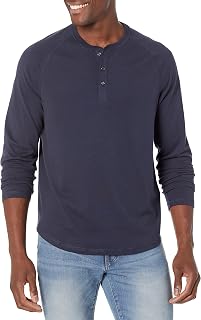 Amazon Essentials Men's Long Sleeve Henley Shirt for Men, Regular-Fit, Cotton, Available in Big & Tall
