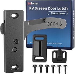 Safoner Aluminum RV Screen Door Latch Right Handle Replacement Accessories | Aluminum Right Handle, Replaces Fragile Plastic Latch, Complete Durable Latch Kit, Travel Trailer Interior Parts&amp; Accessories