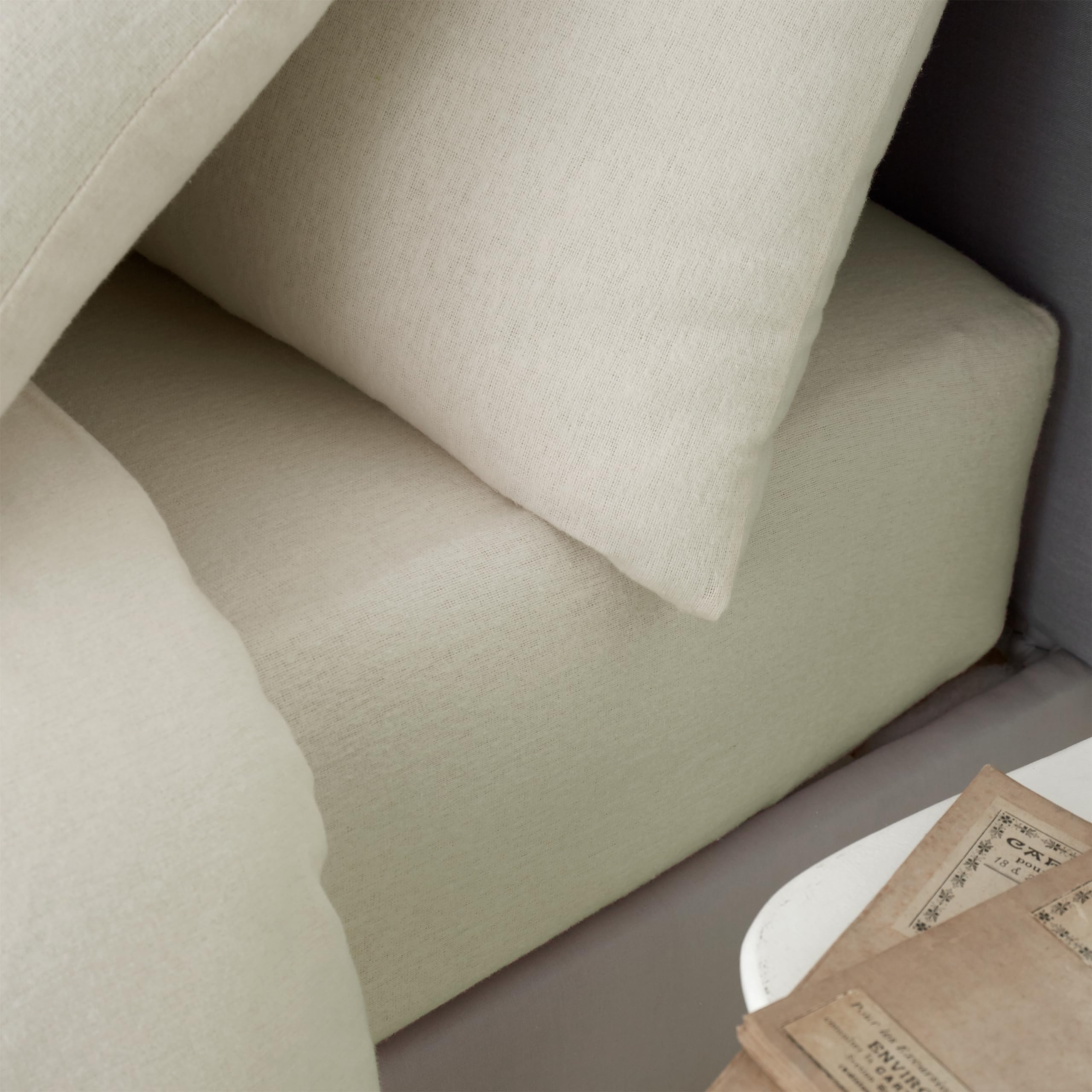 Catherine Lansfield Brushed Cotton Single Fitted Sheet Cream