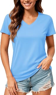 TACVASEN Women's Short-Sleeved T-Shirt Cotton V Neck Top Women's Summer Top Sport Blouses and Blouses Chic and Elegant Top