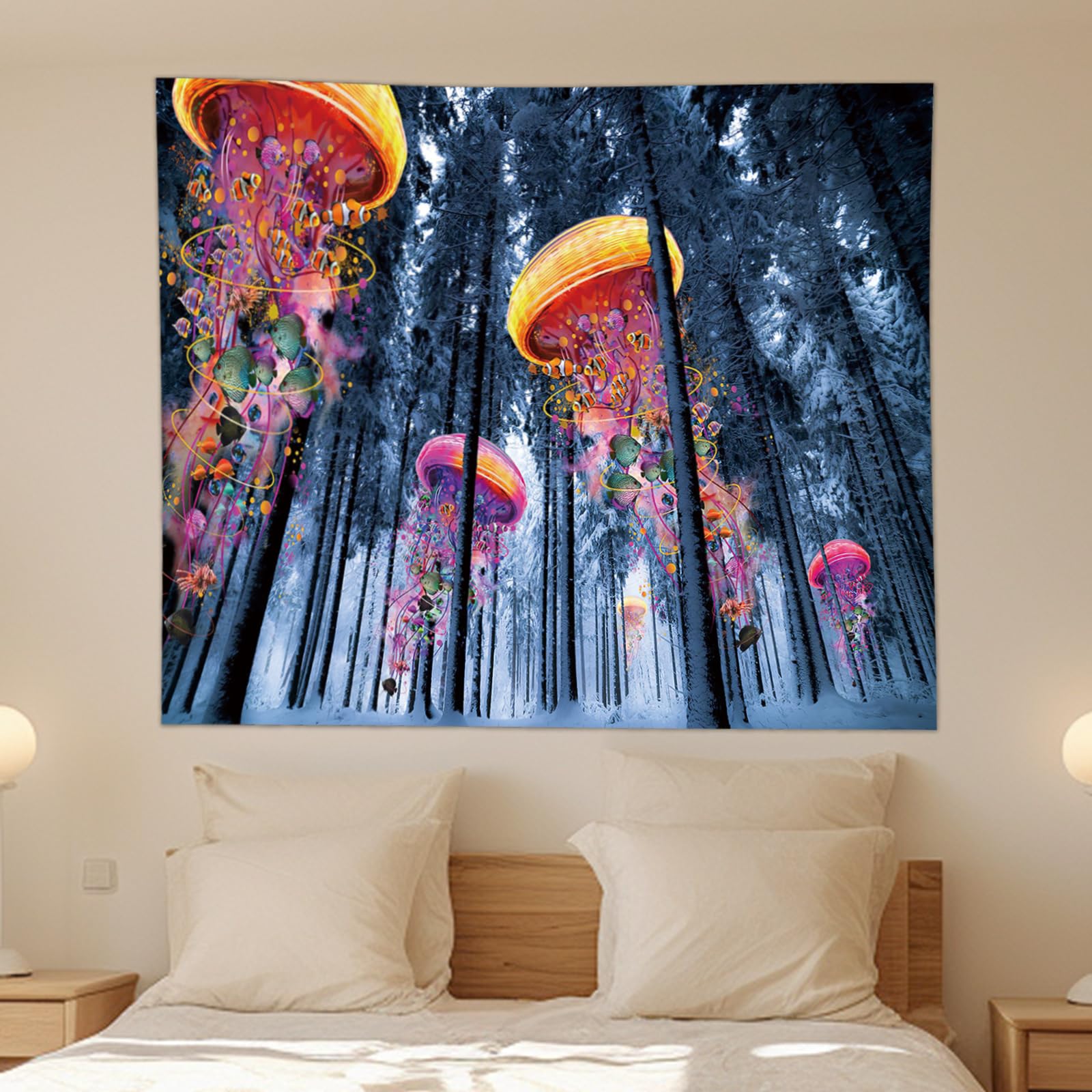 Watercolor Jellyfish Tapestry Great Tapestry Wall Hanging Ocean Decor for Bedroo