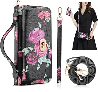 for iPhone 18 Pro Max Crossbody Detachable Wallet Case - Black F