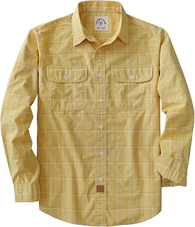 Dubinik® Men's Shirt Long Sleeve Plaid Two Pockets Convenient Comfortable Casual Shirt