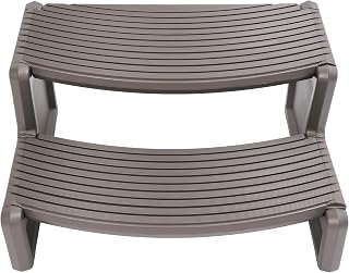 HECASA Spa Step Hot Tub 2-Step Universal Outdoor Indoor Step Stool Pool Ladder Plastic Slip Resistant Striped - Carbon Gray