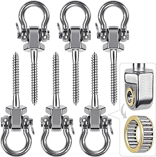 BeneLabel Heavy Duty Swing Hangers with Bearings - Set of 6 Stainless Steel 304 Screw Brackets for Hanging Chairs, Swings, Hammocks, Punching Bag - Indoor & Outdoor Use - 1500LB Capacity