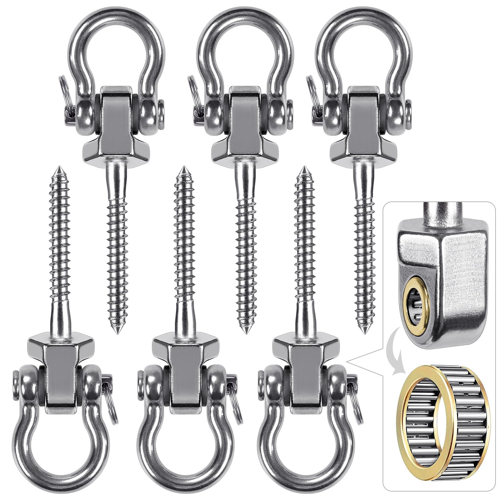 BeneLabel Heavy Duty Swing Hangers with Bearings - Set of 6 Stainless Steel 304 