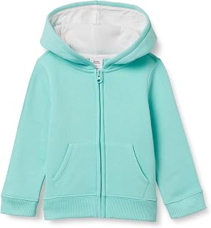 Amazon Essentials Girls and Toddlers' Fleece Zip-Up Hooded Sweatshirt with Lined Hood and Rib Knit Detail
