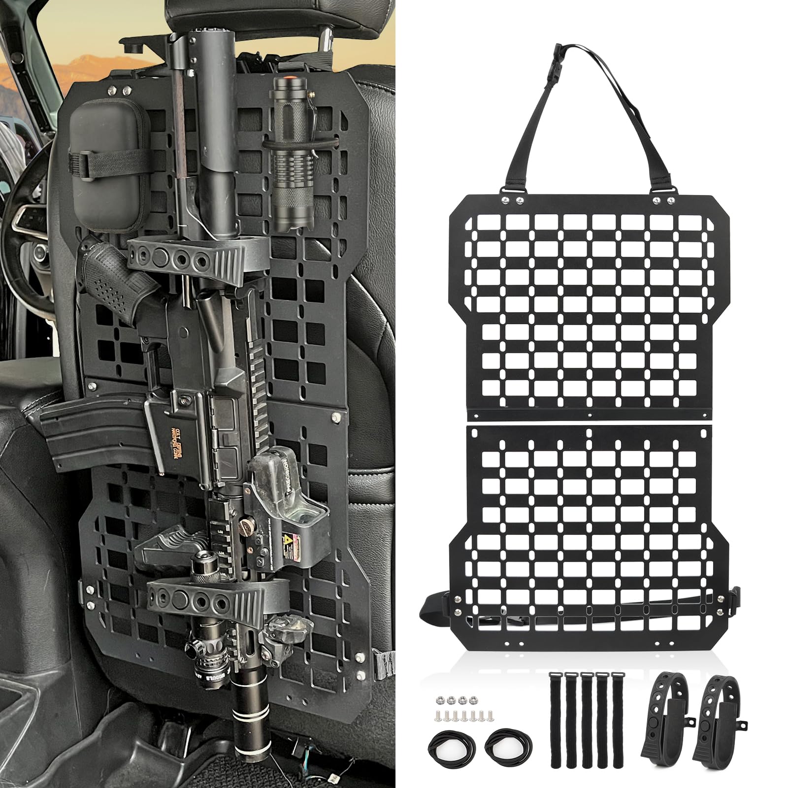 Truck Gun Rack Molle Seat Back Organizer Gun Holder Molle Panel for Vehicles Tac