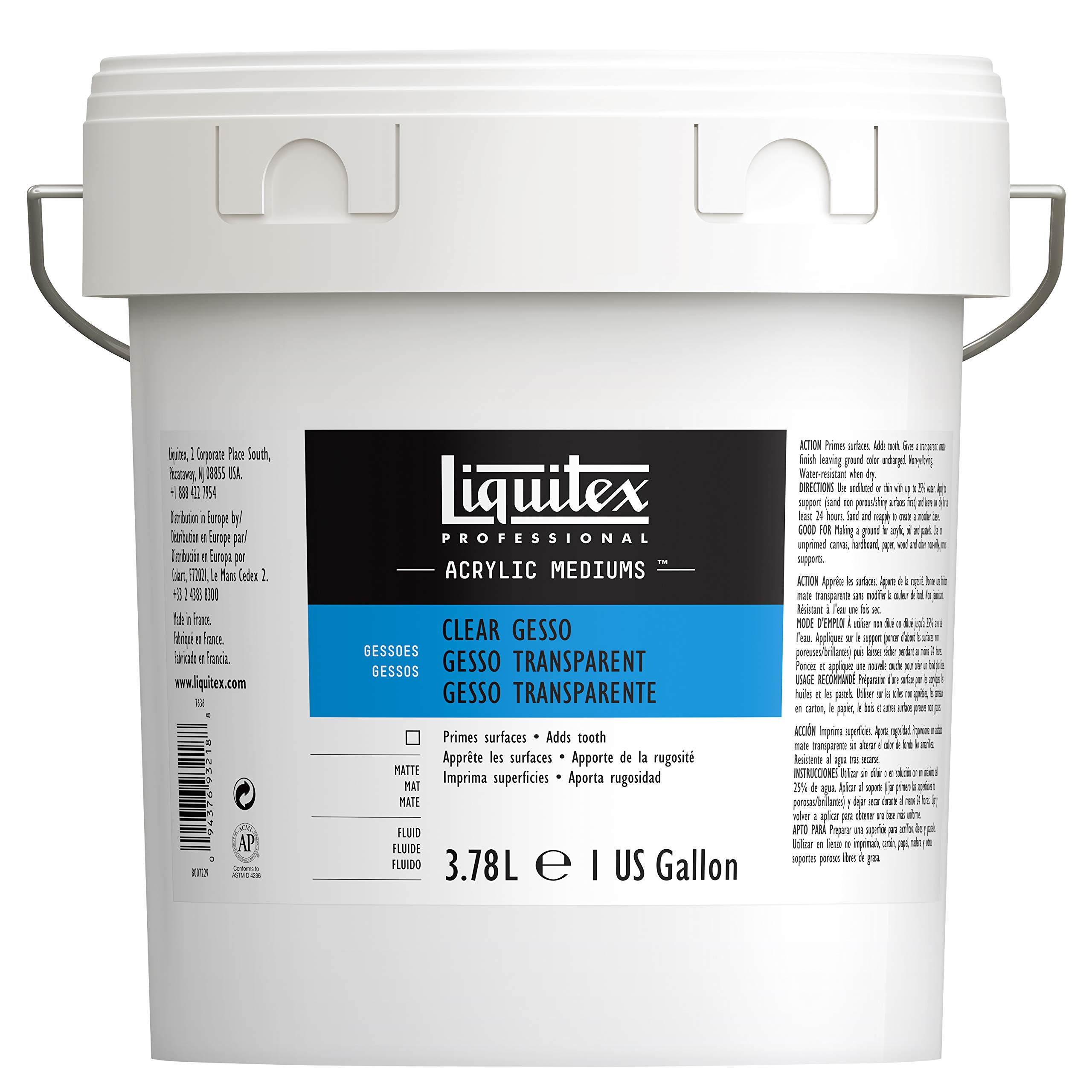 Liquitex Professional Gesso Surface Prep Medium, 3.78L (128-oz), Clear | Primes 