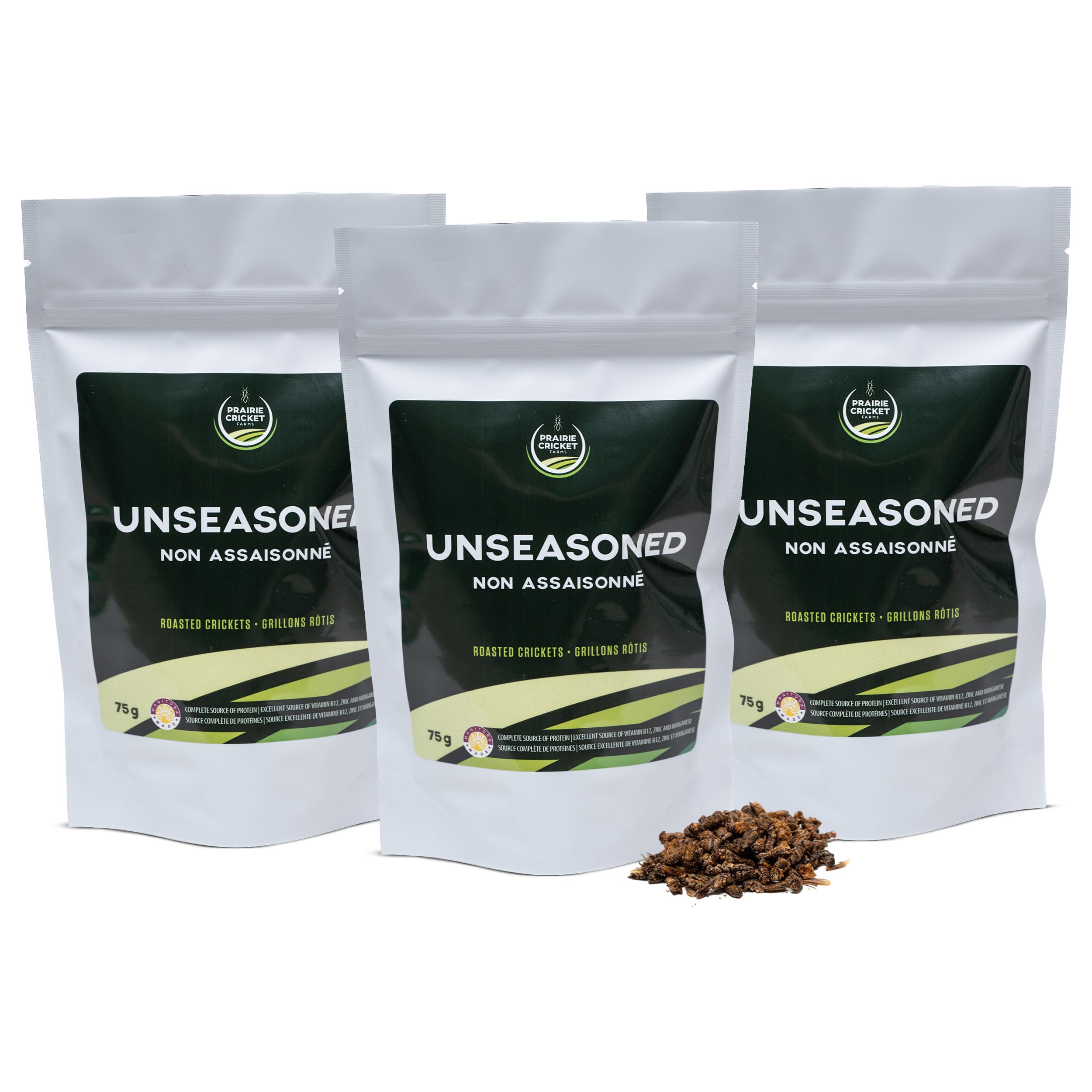Edible Crickets for Humans | Unflavoured Snack | 3-Pack 75g | Canadian | Crunchy