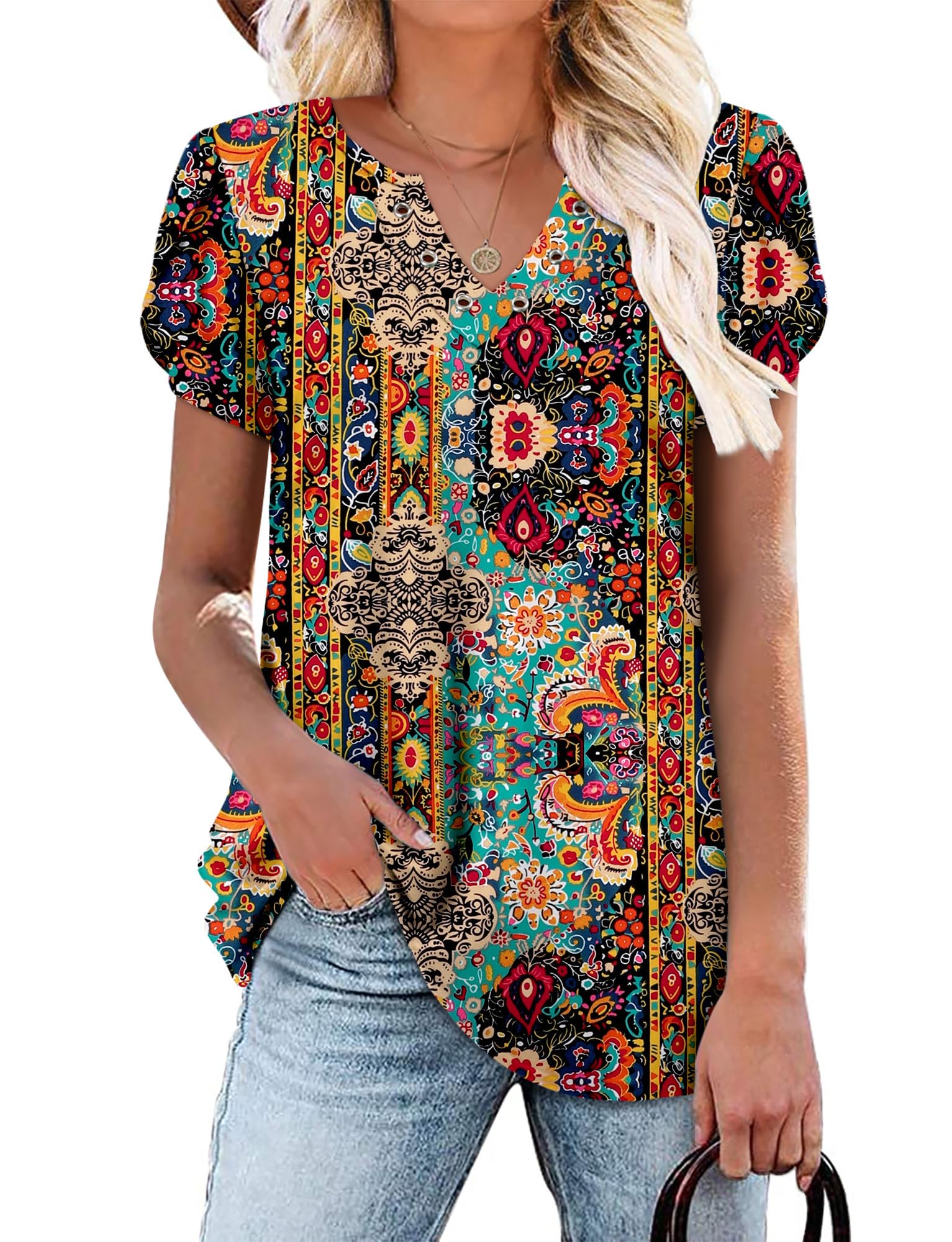 onlypuff Women's Tunic Top to Wear with Leggings Summer Shirt