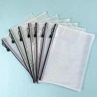 7 Pcs Black Mesh Zipper Storage Bags A4 Size Plastic Zipper Storage Bags for Office School Travel Home Supplies