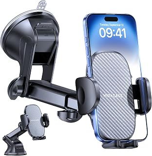 Miracase Car Phone Holder for Cars Dashboard Windscreen Desk, 3in 1 Mobile Phone Mount Automobile Cradle 360° Rotatable Stand GPS Vehicle Mount for iPhone 17 16 15 Pro Plus Max 14 13 12 11Samsung