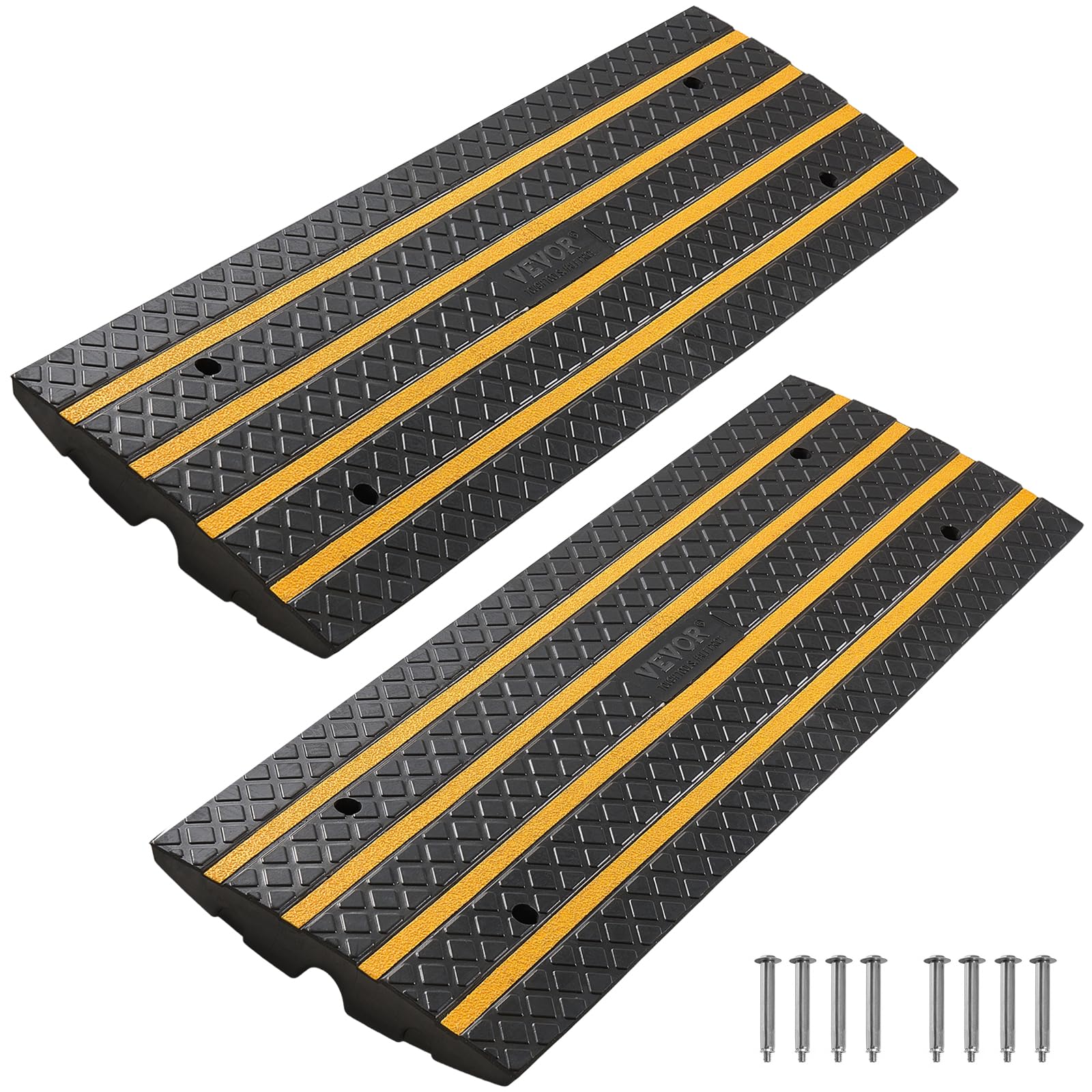 VEVOR Car Driveway Rubber Curb Ramp, 2 Pack 48.8-inch-Long Heavy Duty Low Profil