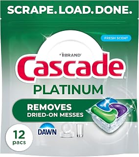 Cascade Platinum Dishwasher Pods, Dishwasher Detergent, Dish Detergent Soap, Fresh, 12 count