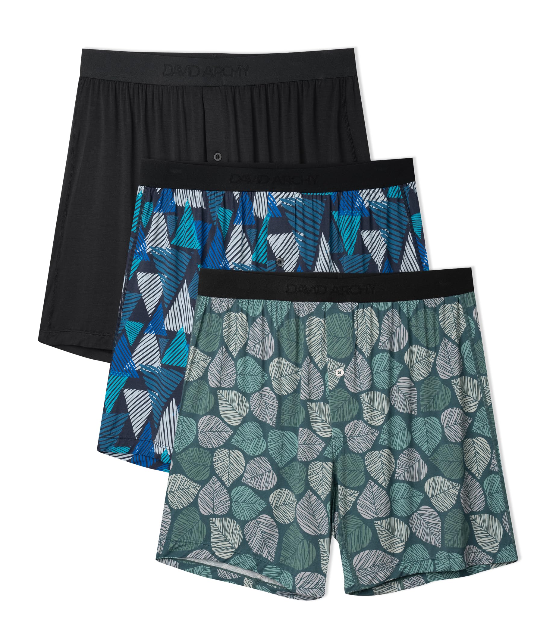 DAVID ARCHY Men's Bamboo Rayon Boxers, Cooling Breathable Underwear