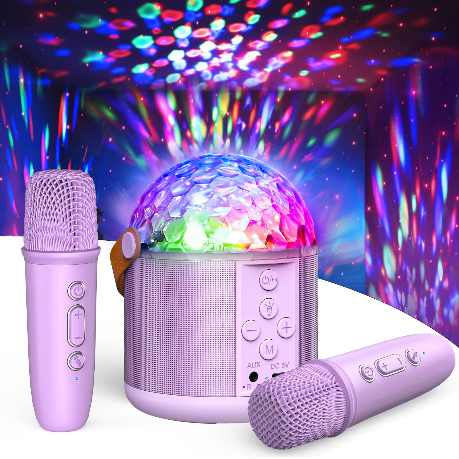 Exssary Karaoke Machine with Disco LED Lights for Kids Adults, Toys Birthday Gif