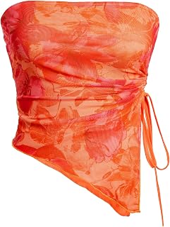 Milumia Women's Boho Crop Top Y2k Asymmetrical Bandana Tube Tops 2000s