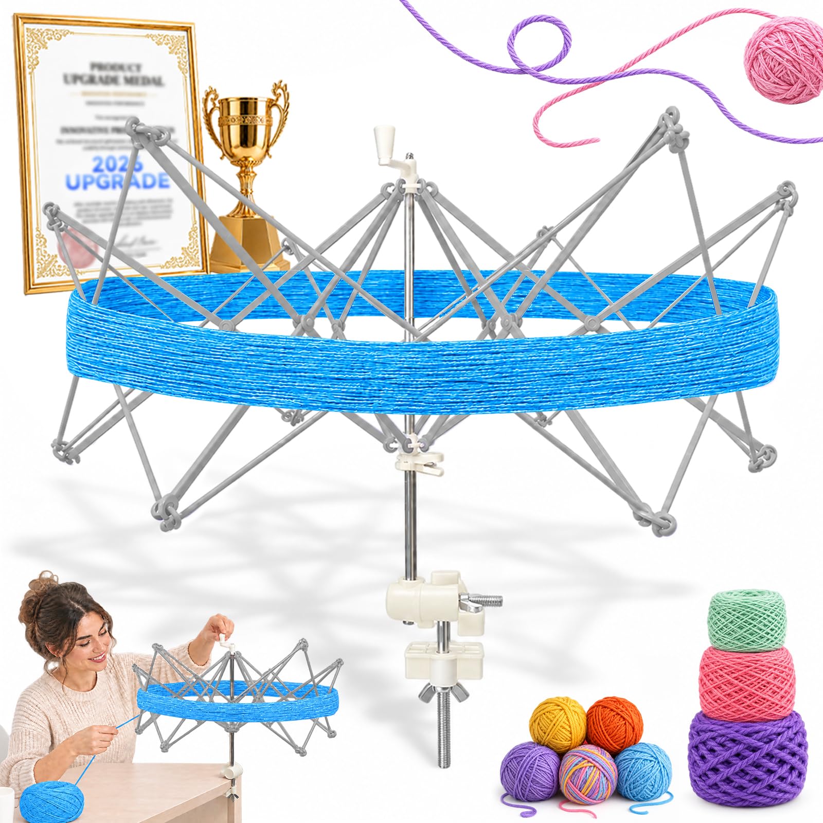 3.0 Upgrade Yarn Swift  for Knitting and Crocheting【Neat Cakes in Mins】 | 【180° 