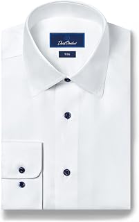 David Donahue Men's Trim Fit Twill Dress Shirt