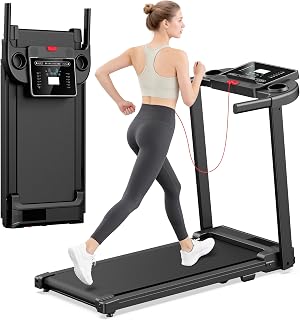 Treadmills for Home Walking Pad Machine Foldable Treadmill with Handle Bar | Compact Portable Small Caminadora for Running Jogging Gym Electrica Folding Tred Mills Motor & LED Dispay Pcrignbm