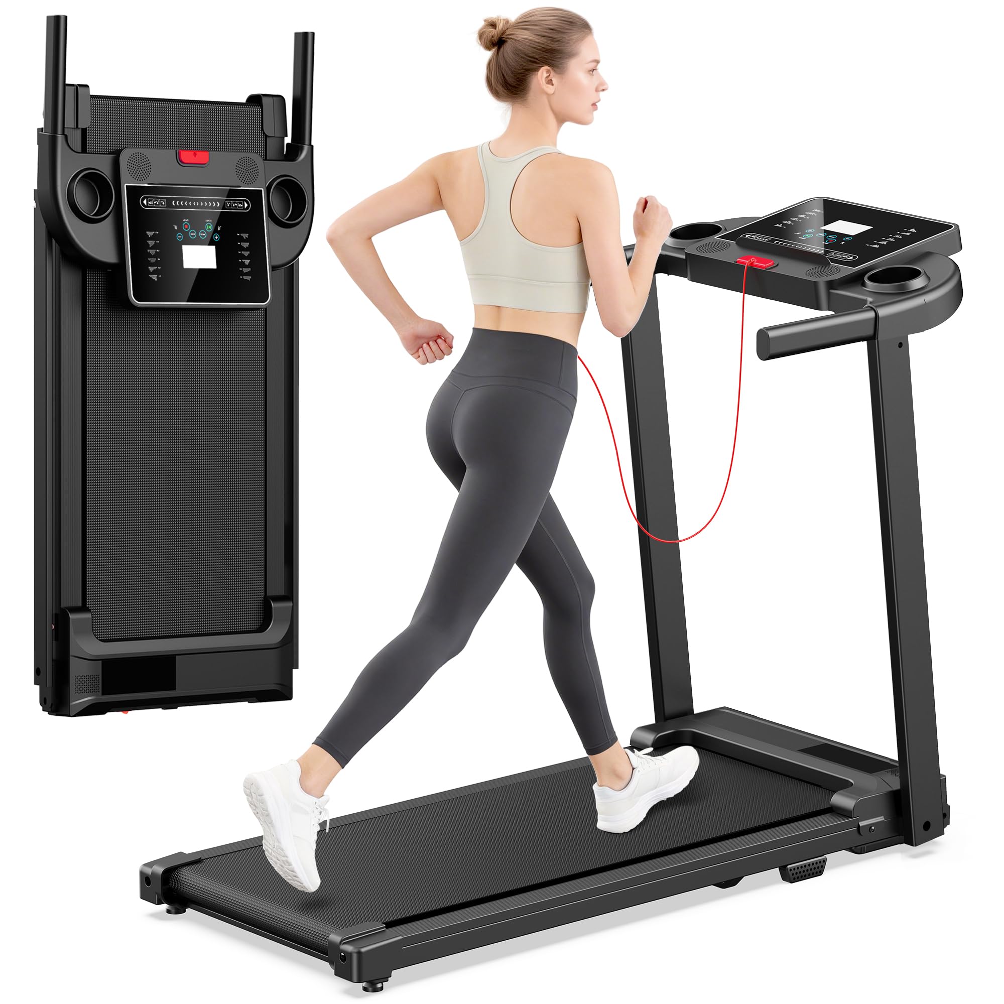 Treadmills for Home Walking Pad Machine Foldable Treadmill with Handle Bar | Com