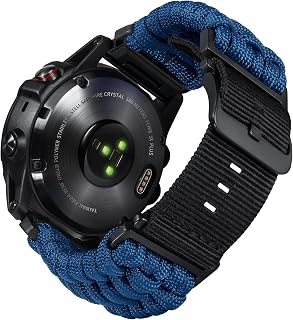 BINLUN Compatible avec Garmin Bracelet 20mm 22mm 26mm, Bracelet Tressé en Paracorde Militaire Robuste Sport Bracelets Montre Nylon de Remplacement Idéal pour Fenix/pour Instinct/pour Forerunner Homme