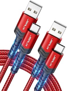 JSAUX USB C Cable for iPhone 18 Pro Carplay, Samsung Galaxy, 2m 2-Pack, Red | 3.1A Fast Charge Type C Cable for iPhone 18 Pro 17 16 15 Samsung Galaxy S26 S25 S24 S23 A16 A15 A14 A25 A53 A55 Android Auto