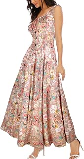 OSTOO Women's Summer 2025 Short Sleeve Boho Floral Print Multi-Layer Long Dress Flowy Casual