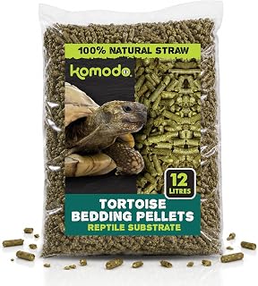 Komodo Straw Terrain Tortoise Bedding Pellets, Reptile Substrate, 12 Litre | Ultra-absorbent, 100% natural straw bedding, dust-free tortoise substrate for tortoises, bearded dragons and large snakes.