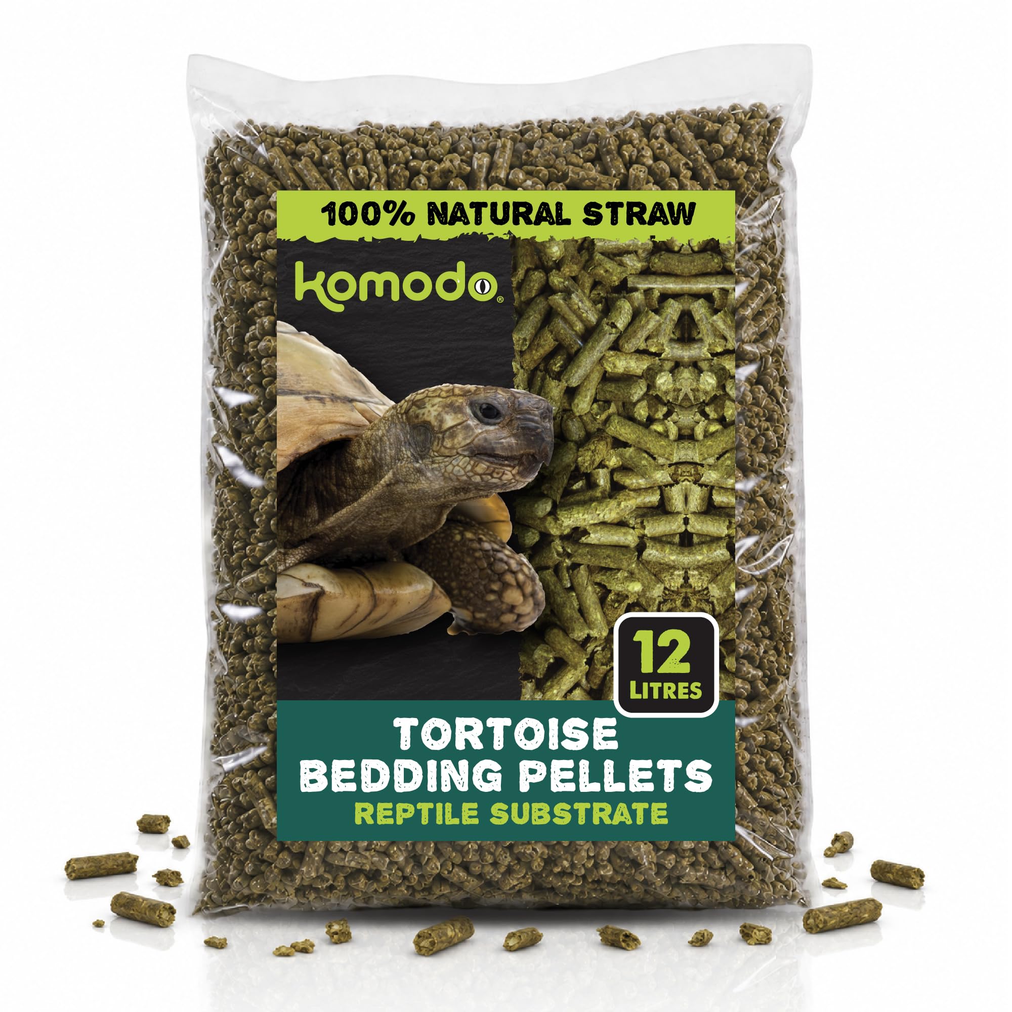 Komodo Straw Terrain Tortoise Bedding Pellets, Reptile Substrate, 12 Litre | Ult