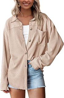 PRETTYGARDEN Women's Textured Oversized Button Down Shirts
