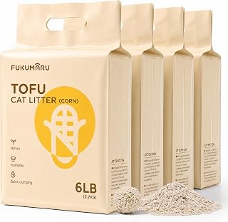 FUKUMARU Tofu Cat Litter 10.8 kg – Clumping Cat Litter, Corn Pellet Mix, Dust Free and Easy to Agglomerate, Odor Control, Can Be Discarded in the Toilet