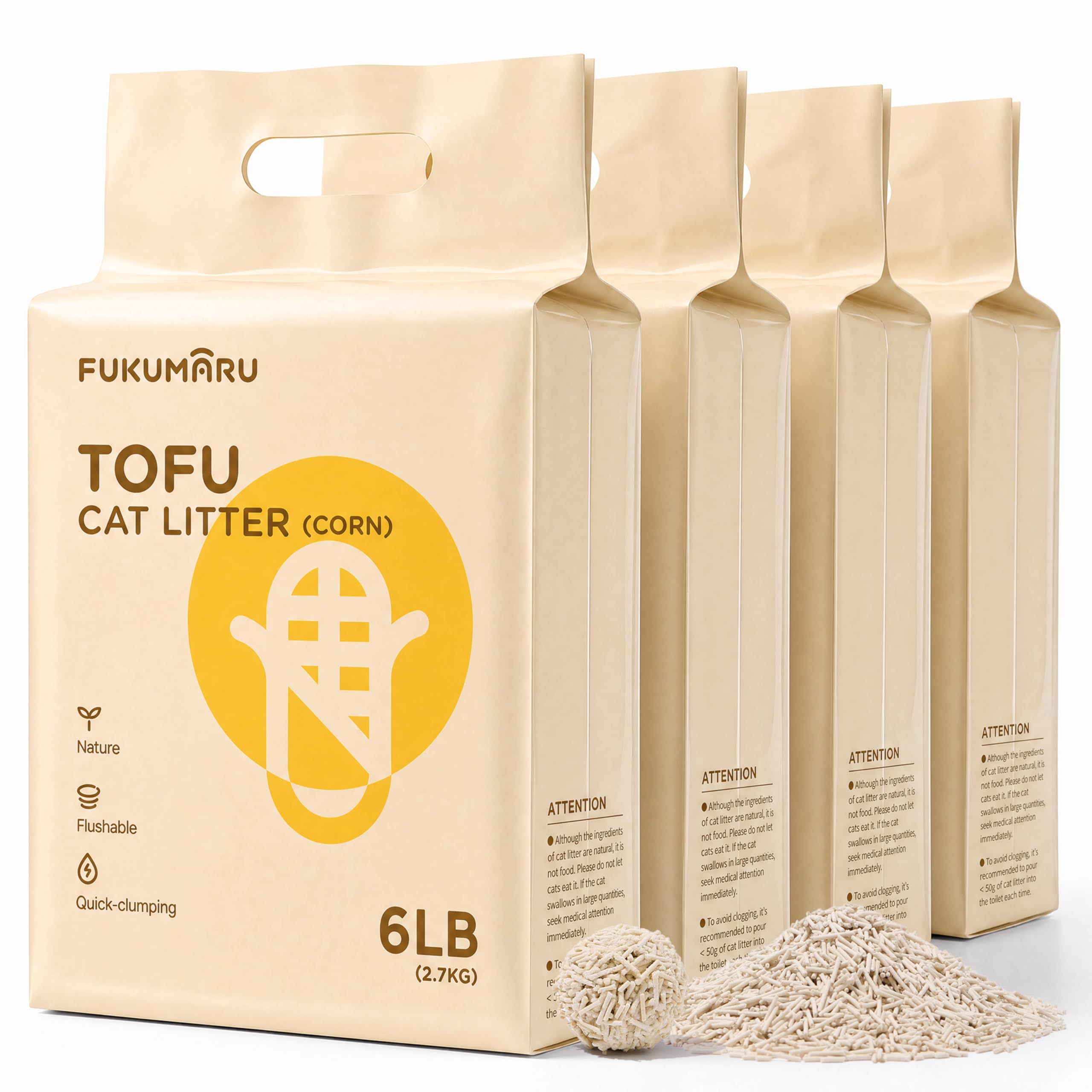 FUKUMARU Tofu Cat Litter 10.8 kg – Clumping Cat Litter, Corn Pellet Mix, Dust Fr