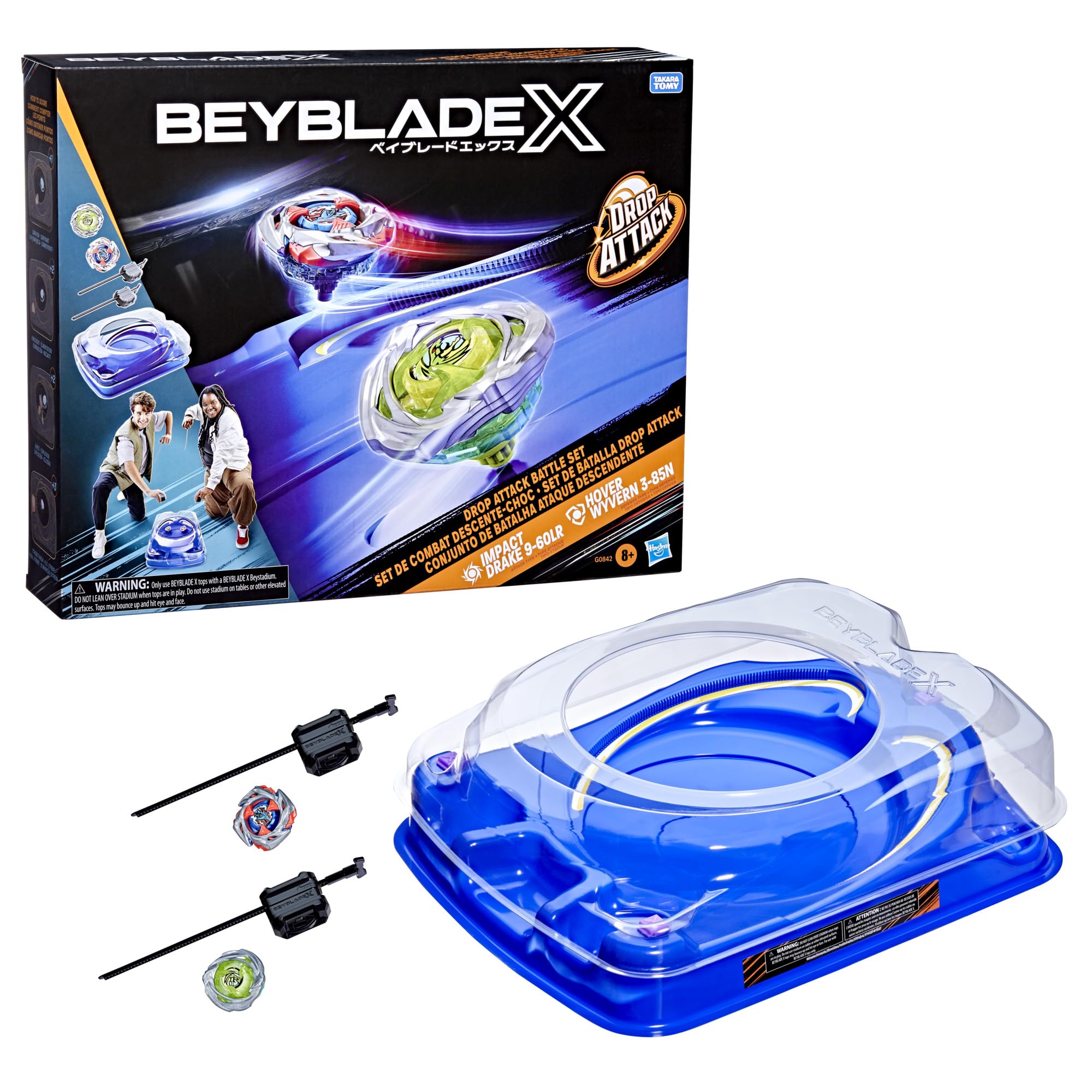 Beyblade X Drop Attack Battle Set with Beystadium Arena, 2 Takara Tomy Tops & La