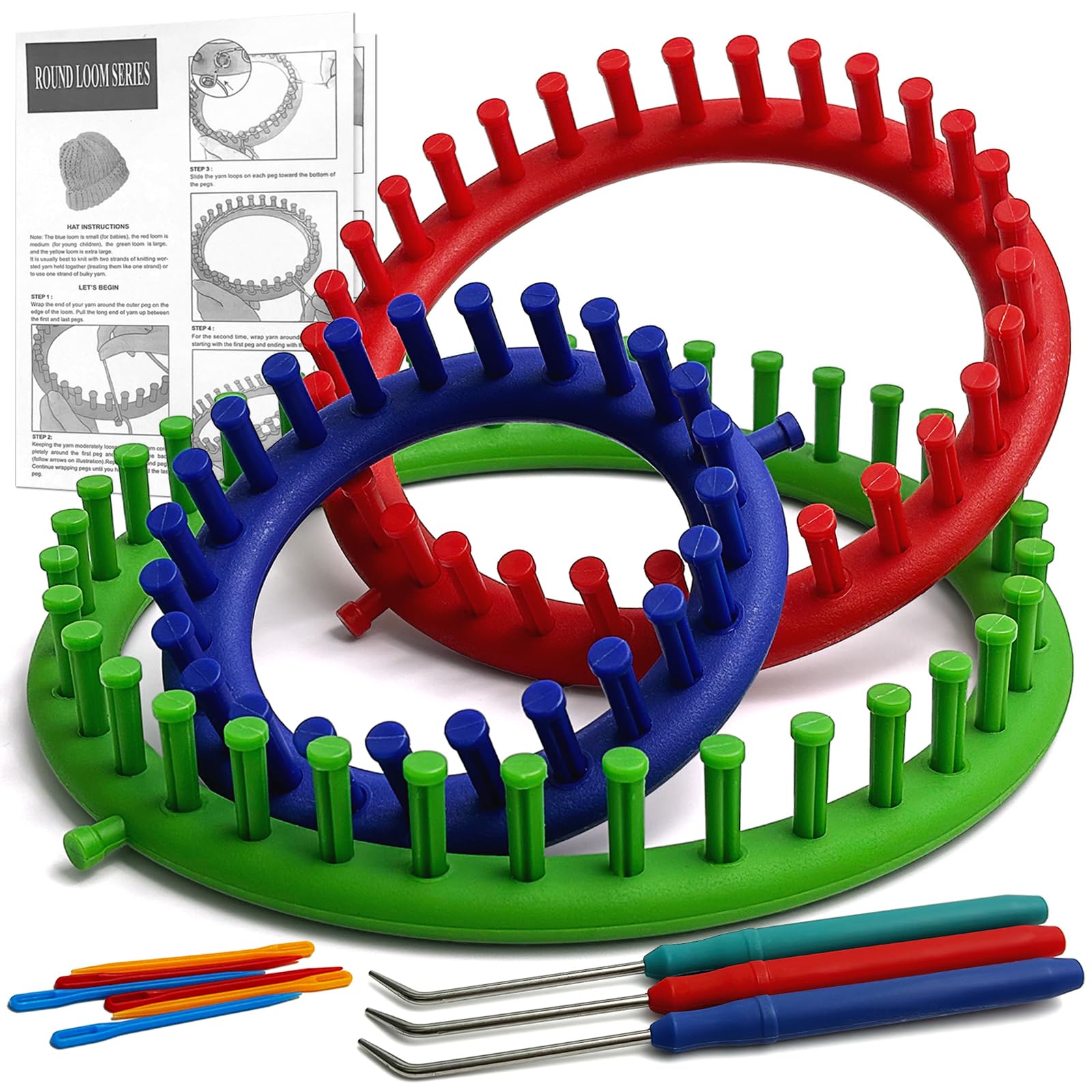 UCDRMA Knitting Looms for Beginners, Crochet Loom Knitting Kit with Step-by-Step