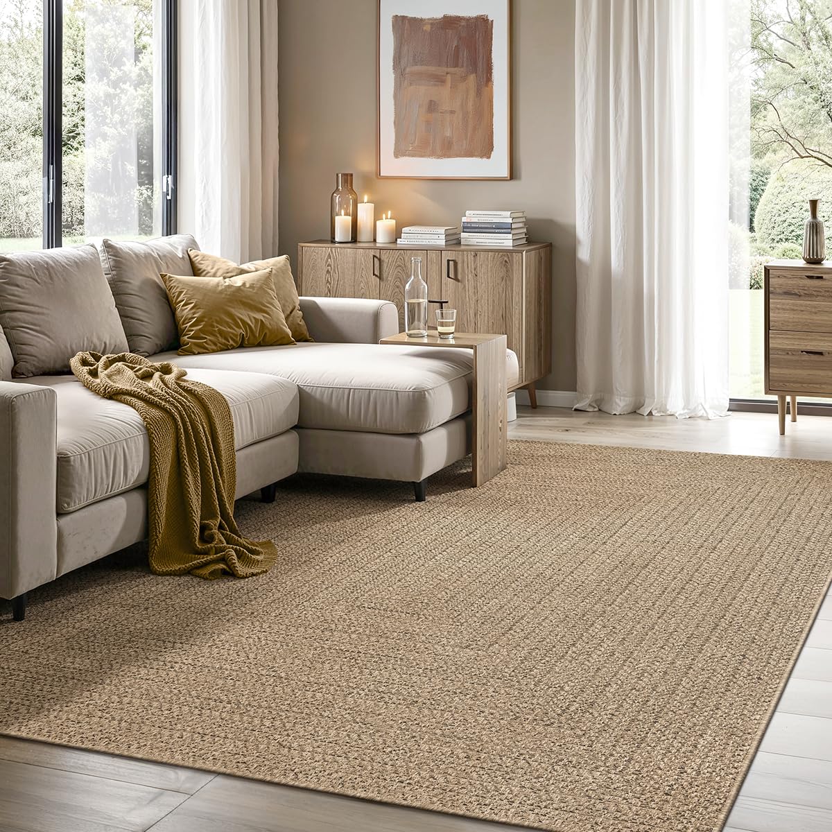the carpet Kansas - robust indoor and outdoor carpet in natural jute look, weath