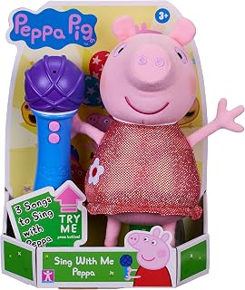 Peppa Pig, Sing With Me Peppa, Interactive Feature Plush, Musical Soft Toy with Microphone, Toys, Gift for Preschoolers
