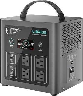 LIBRIDS Portable Power Station 640Wh, 1200W Surge, Solar Generator 4 AC | Backup LiFePO4 Battery, 1.5Hr Charge, 10ms UPS, 8 Ports, Pure Sine Wave Metal Design for RV Camping, Home Backup & Emergency