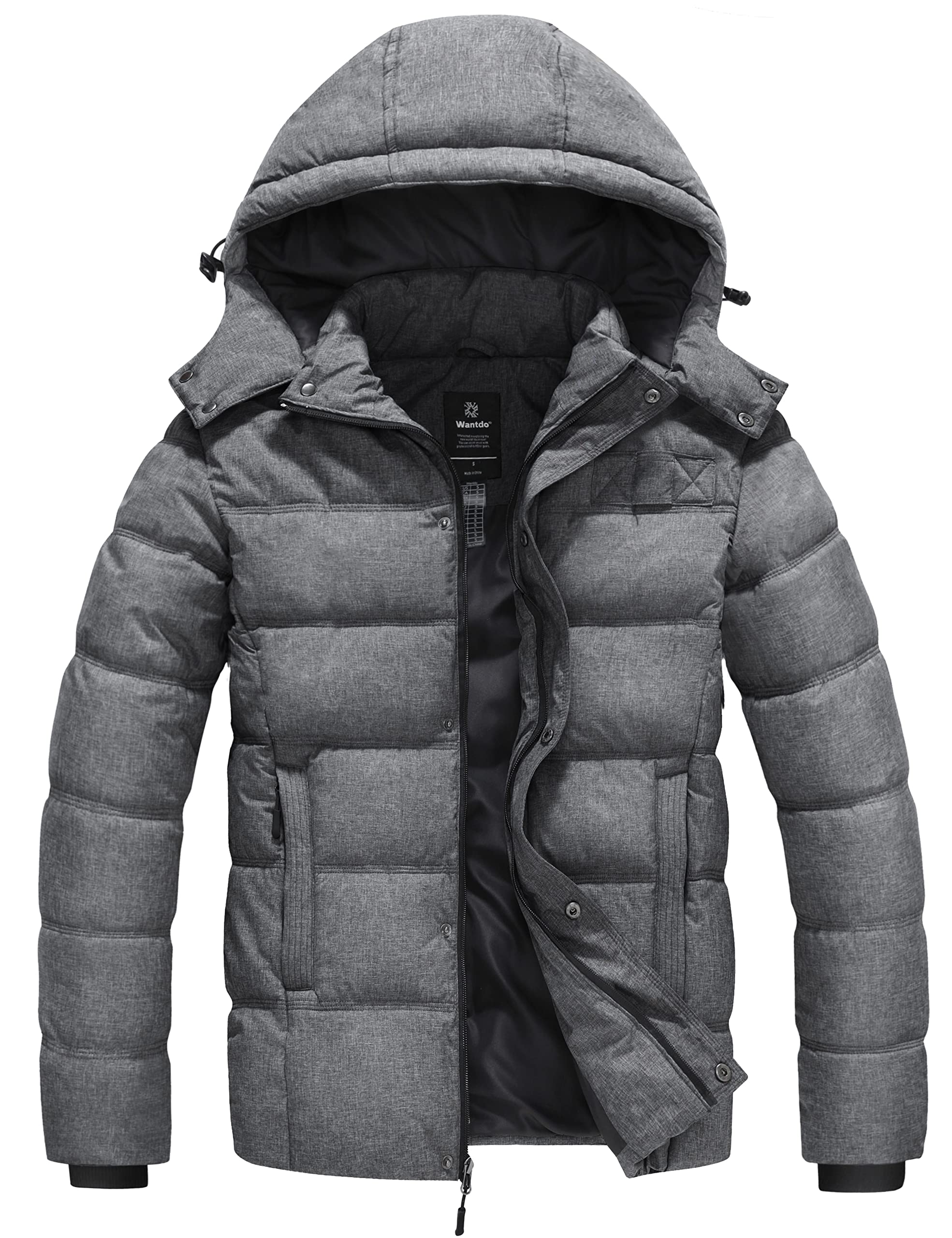 Wantdo Men's Winter Outdoor Thick Cotton Hooded Puffer Parka